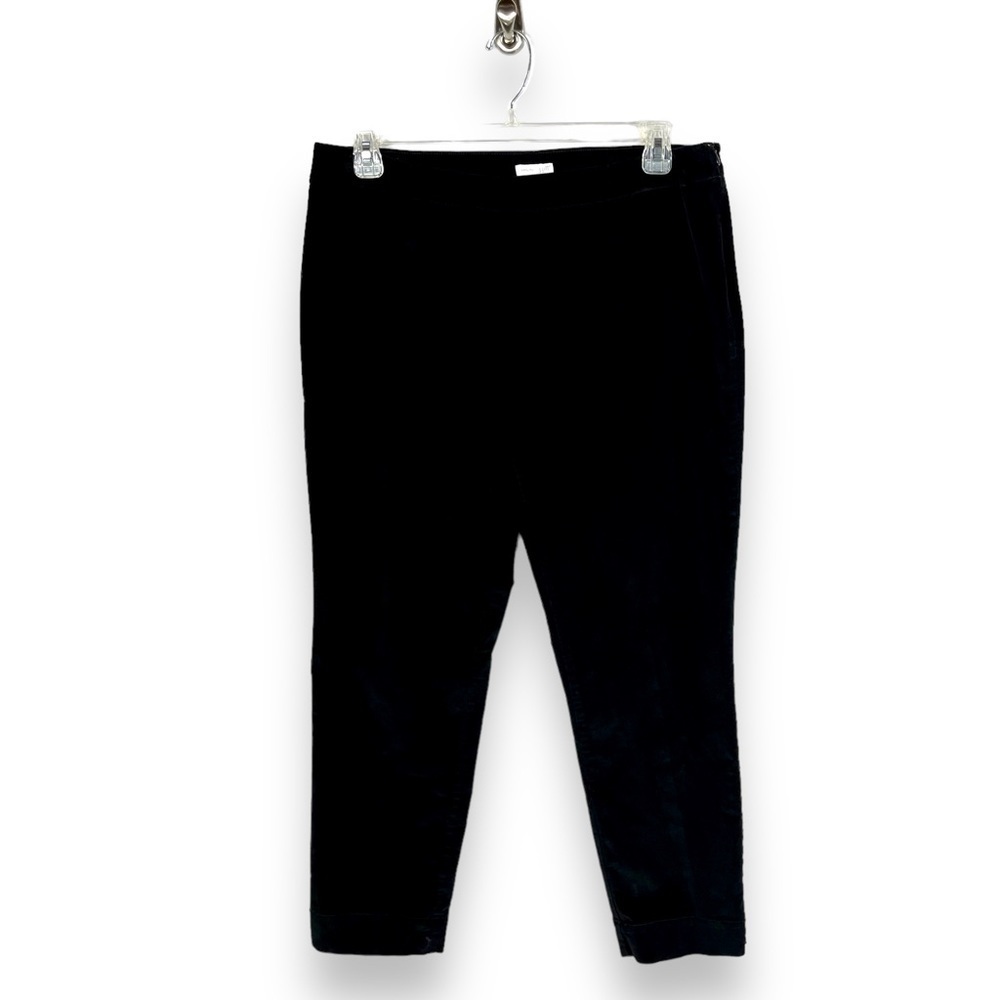 J Jill Corduroy Slim Straight Side Zip Pants, Midnight Black, Size 14